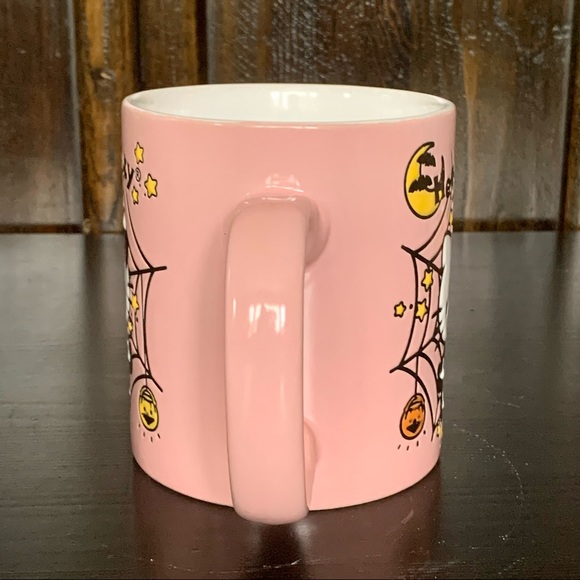 Hello Kitty Pink Halloween Mug - Skeleton Spider Web Bats Stars Pumpkins - Picture 7 of 11